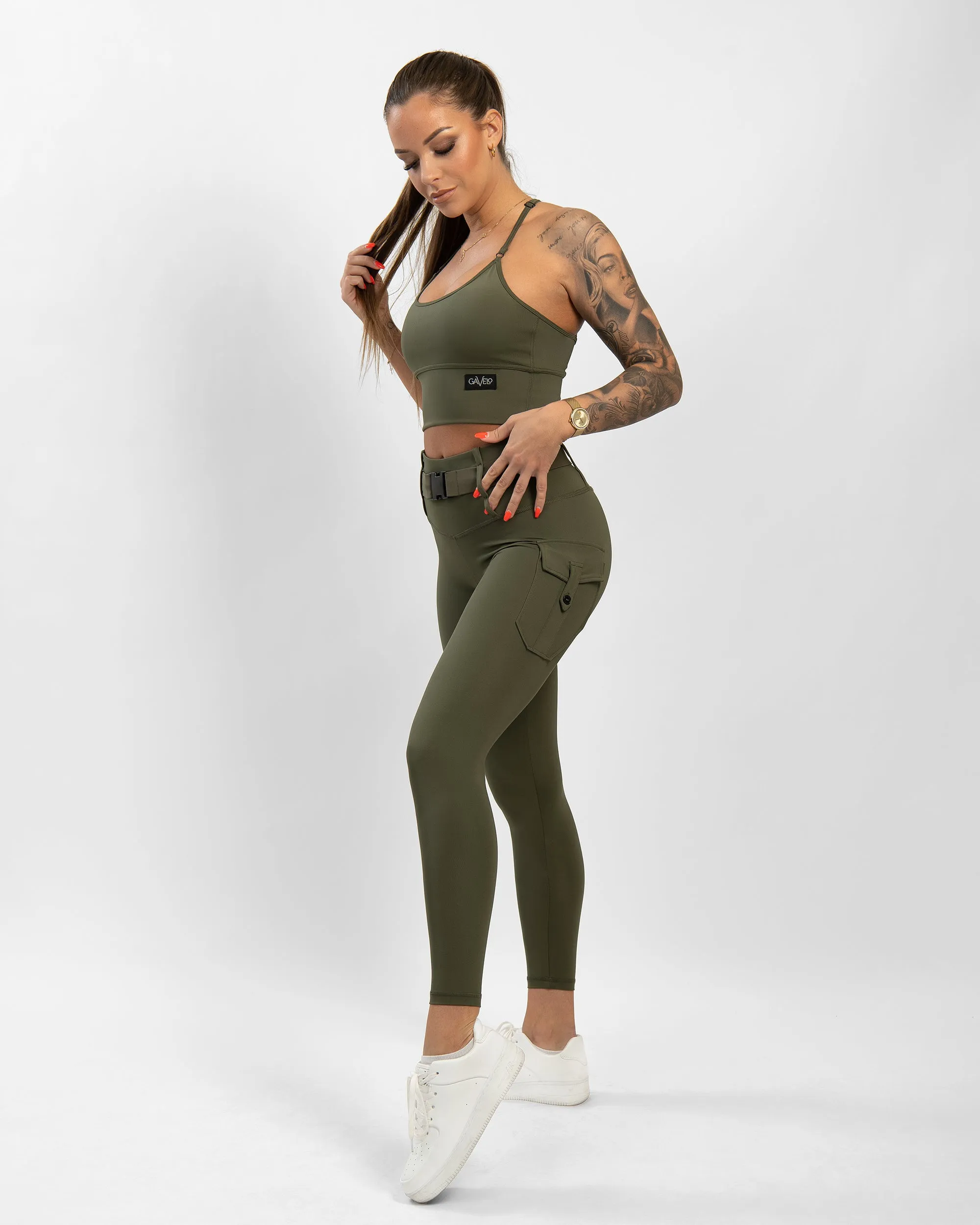 GAVELO Cargo Leggings Military Green