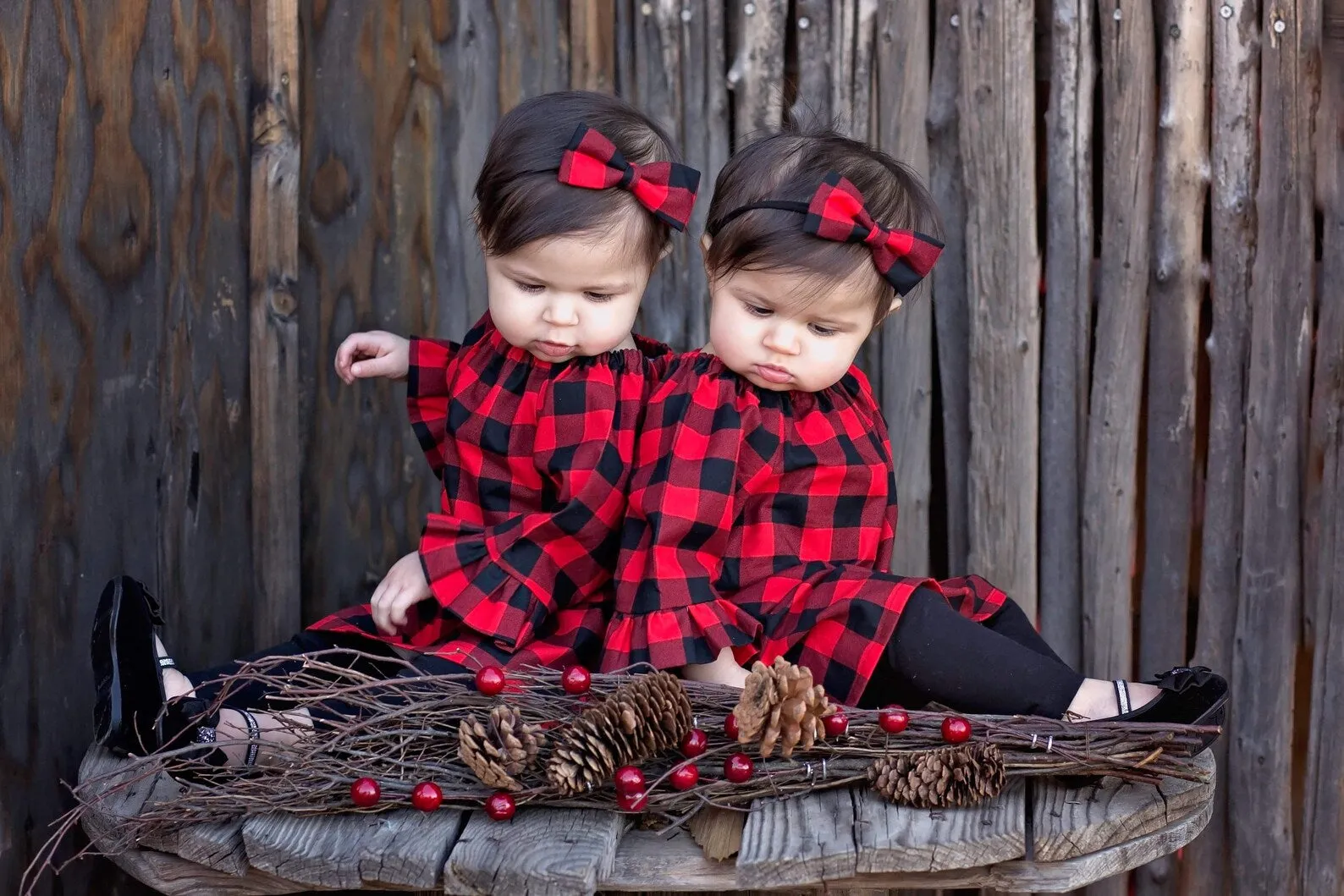 Girls Buffalo Plaid Peasant Dress
