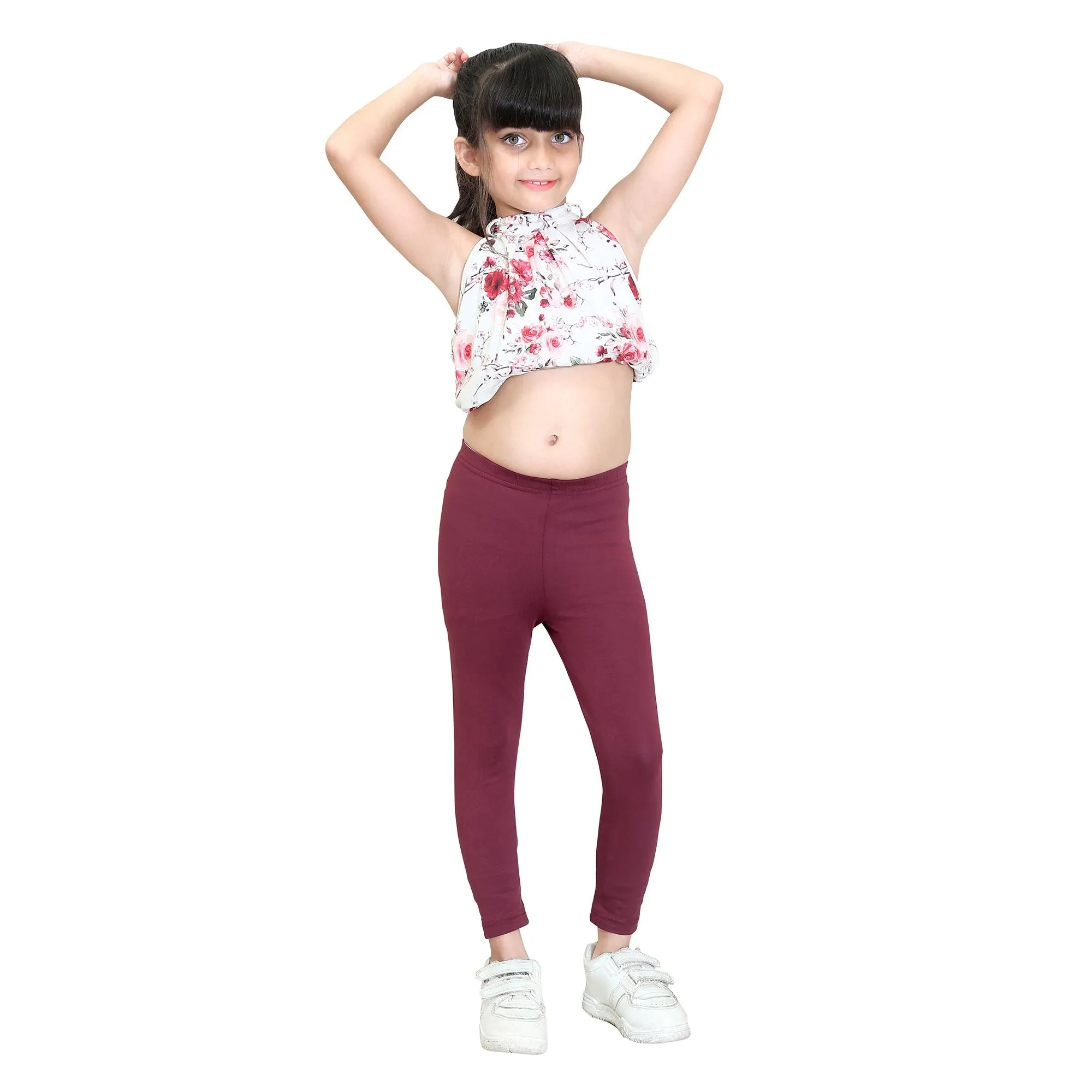 Girls Burgandy Ankle Length Legging