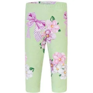 Girls Green Floral Leggings