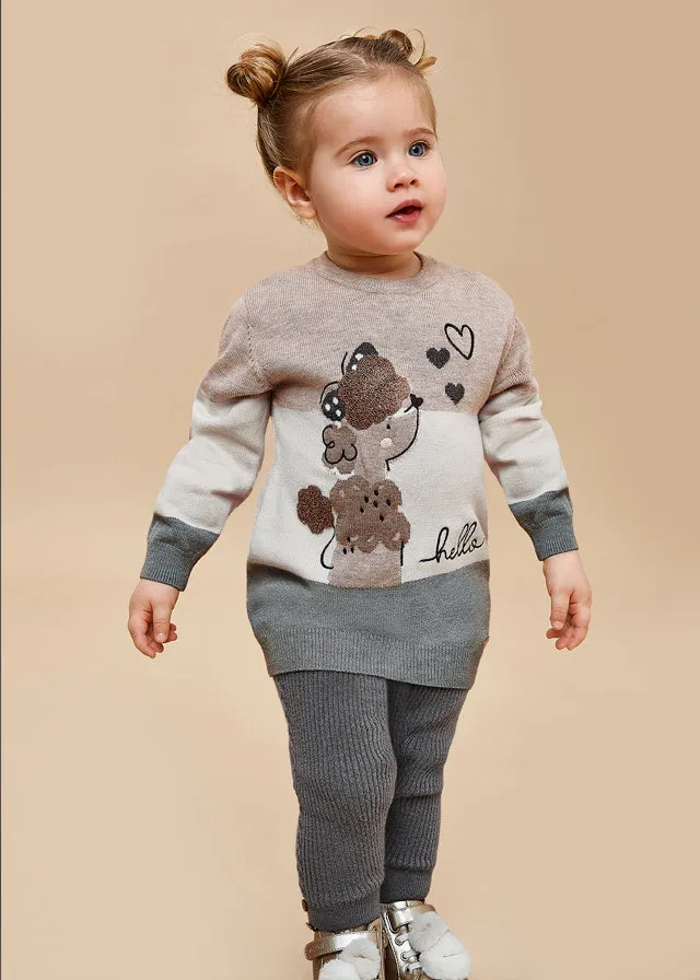 Girls Grey Ribbed Leggings