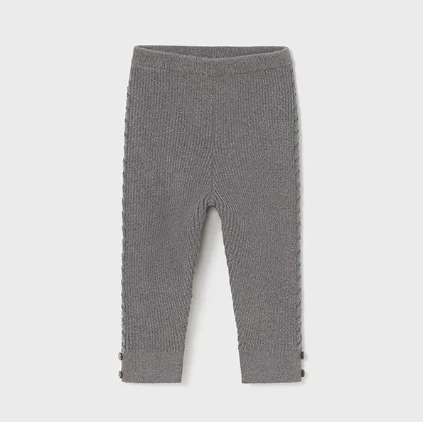 Girls Grey Ribbed Leggings