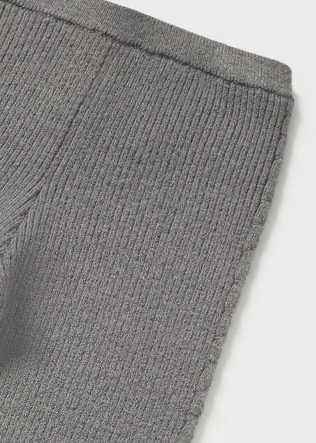 Girls Grey Ribbed Leggings