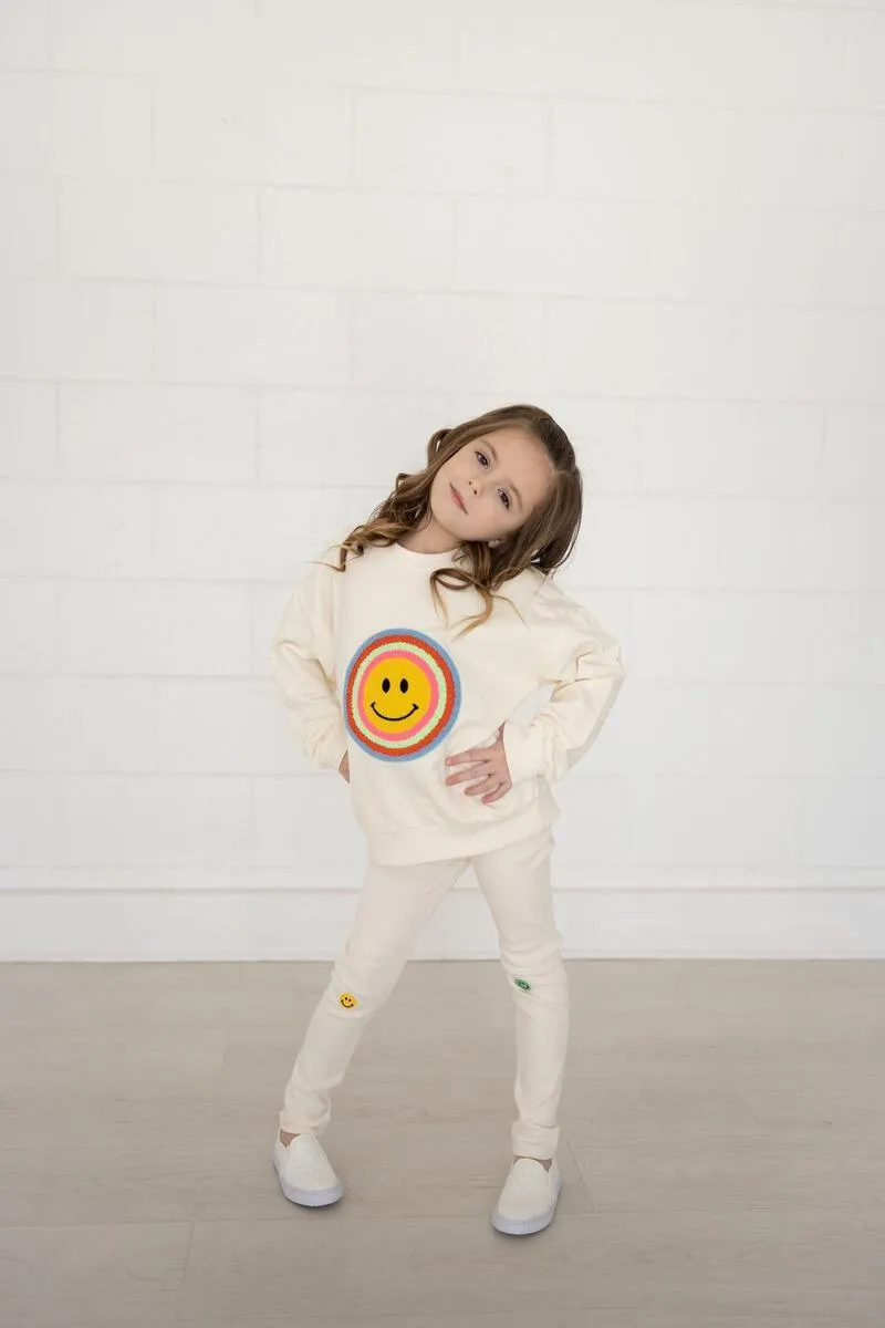 Girls Leggings | Multi Smile - Creme | Petite Hailey