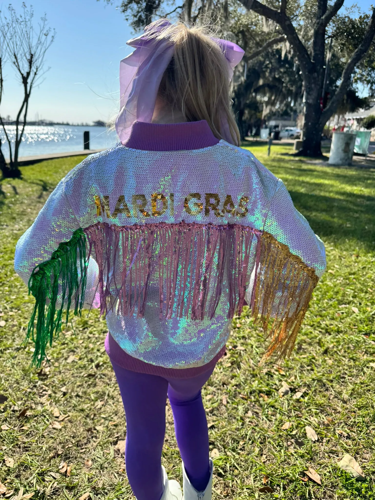 Girl's Purple Mardi Gras Leggings