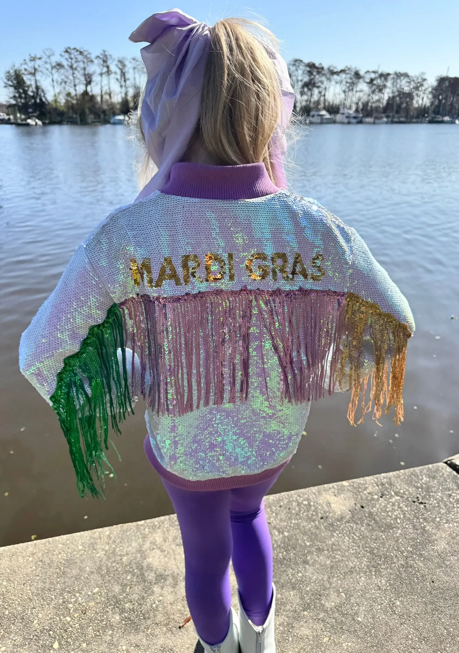 Girl's Purple Mardi Gras Leggings