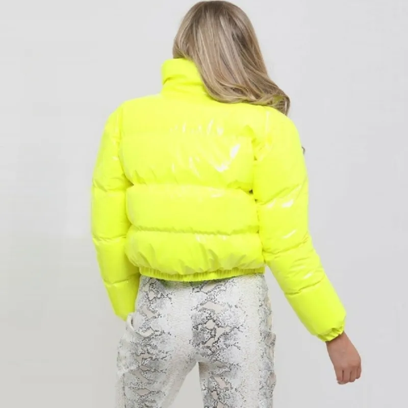 Glossy Patent Leather Puffer Jacket