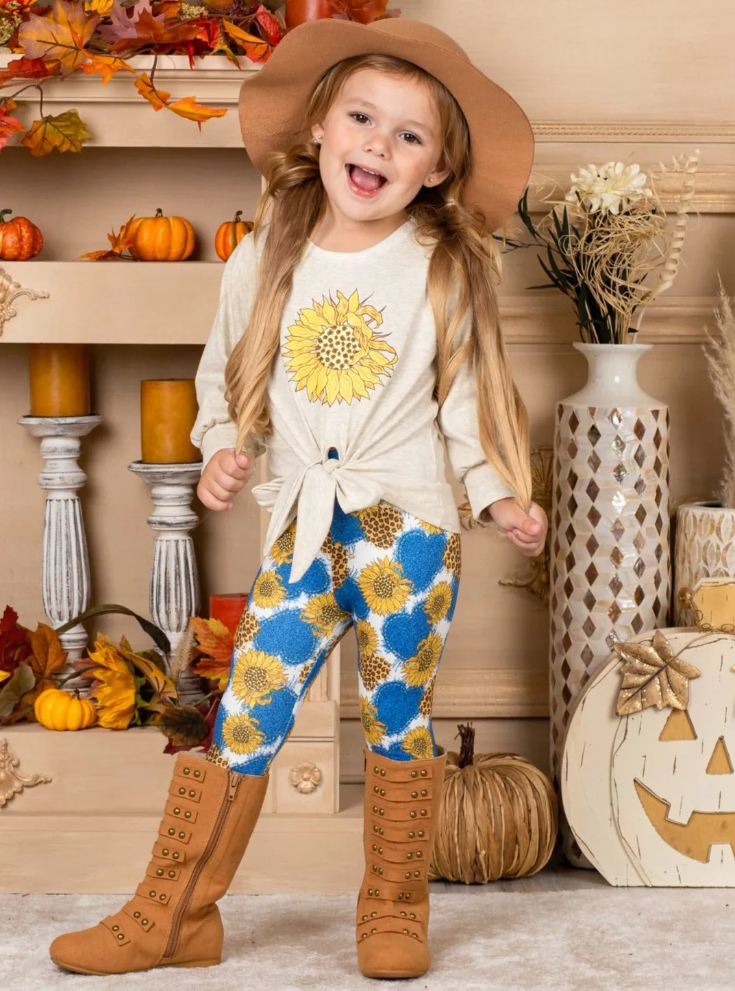 Gold Autumn Floral Legging Set