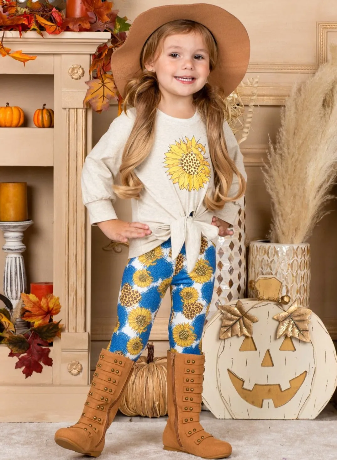 Gold Autumn Floral Legging Set