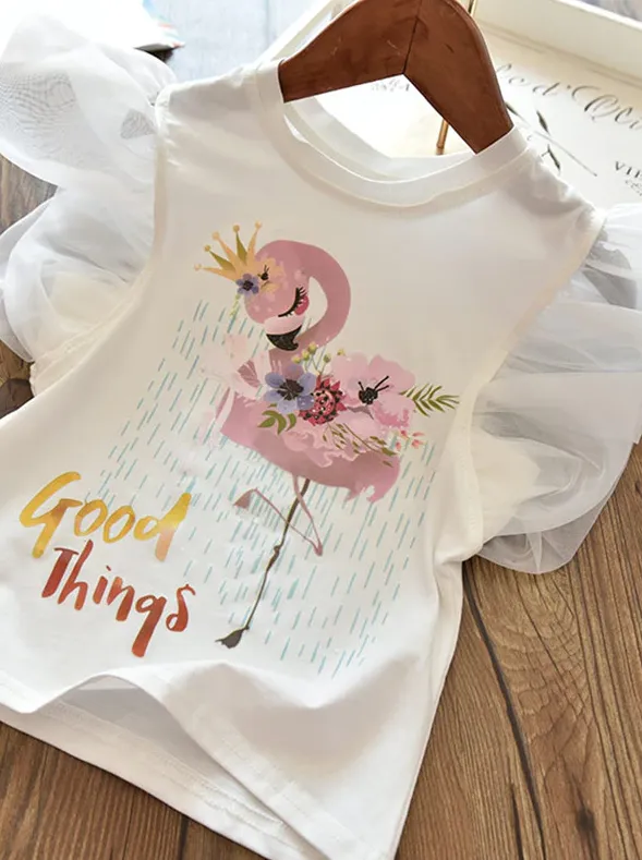 Good Things Sequin Chic Tulle Sleeve Tee