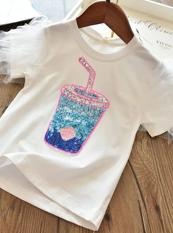 Good Things Sequin Chic Tulle Sleeve Tee