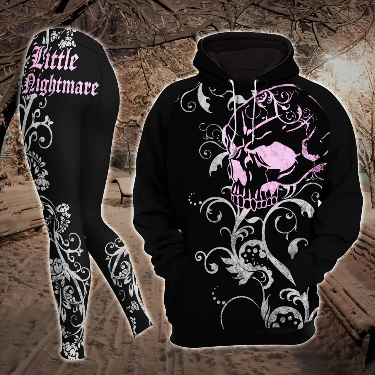 Gothic Skull Little Nightmare Combo Hoodie and Leggings