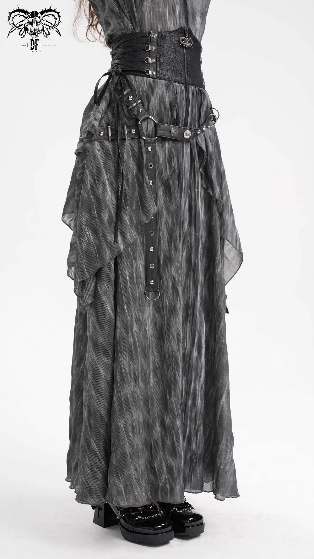 Gothic Steampunk Layered Corset Skirt with Lace