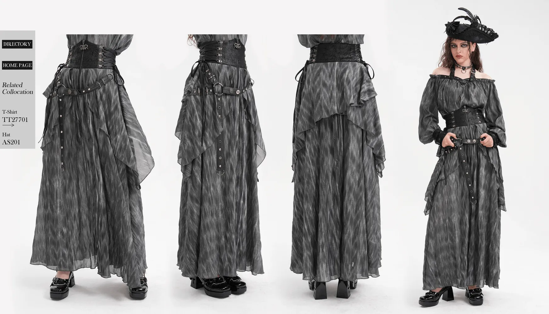 Gothic Steampunk Layered Corset Skirt with Lace