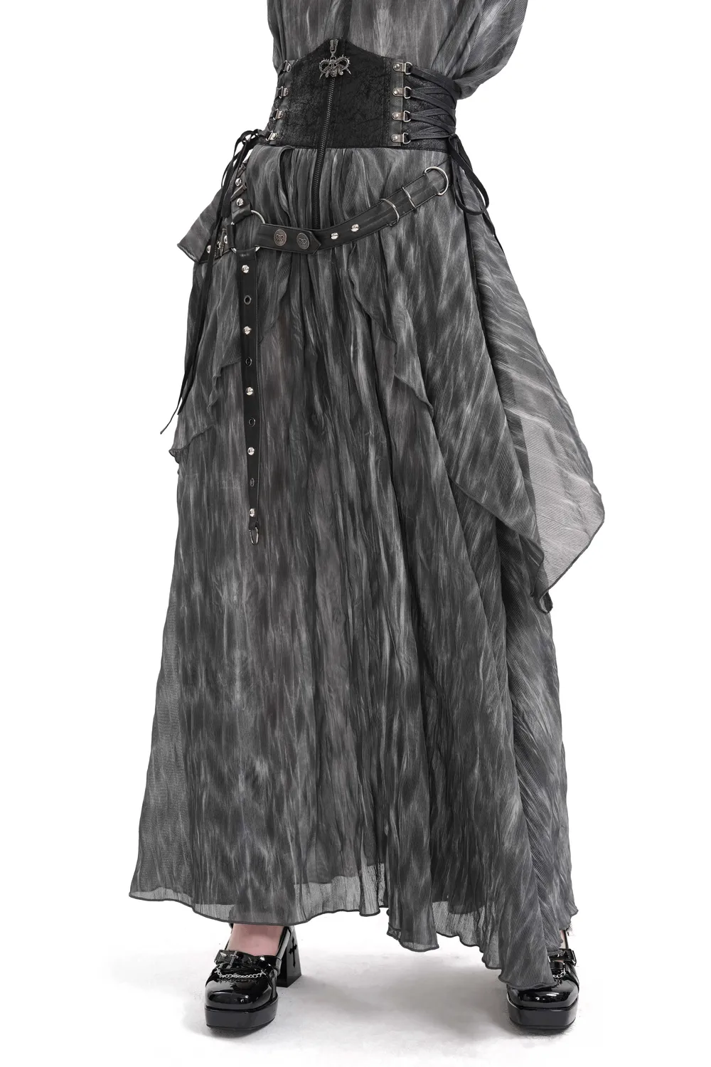 Gothic Steampunk Layered Corset Skirt with Lace