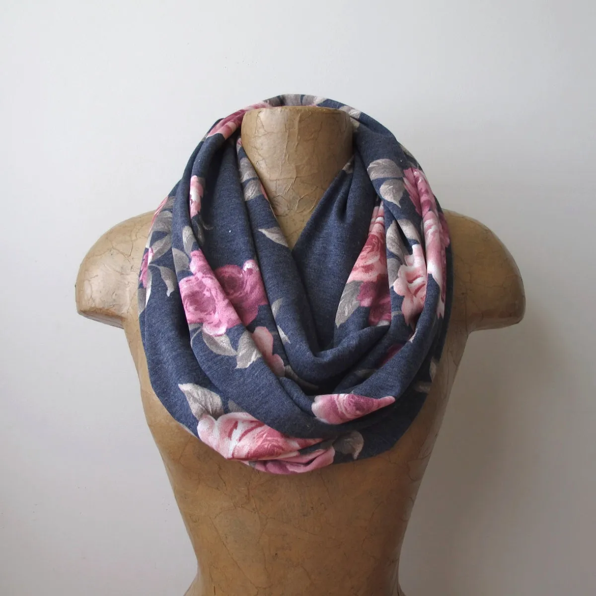 GRAY FLORAL Infinity Scarf