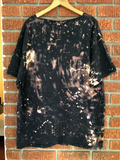 Handmade XULA Black Gold Green Hand Bleached Distressed Lace-Up T-Shirt