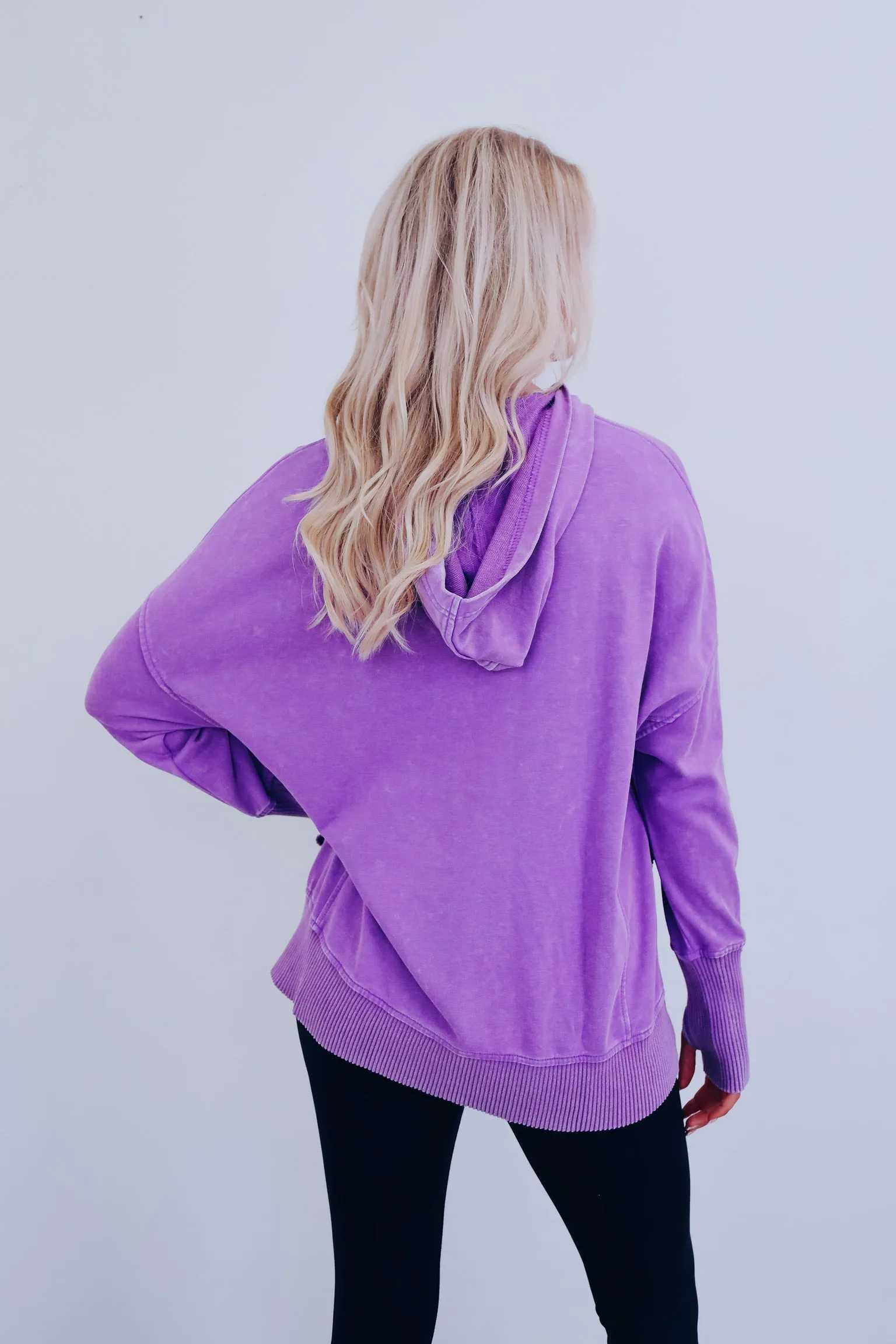 Hannah Acid Washed Hoodie- Purple
