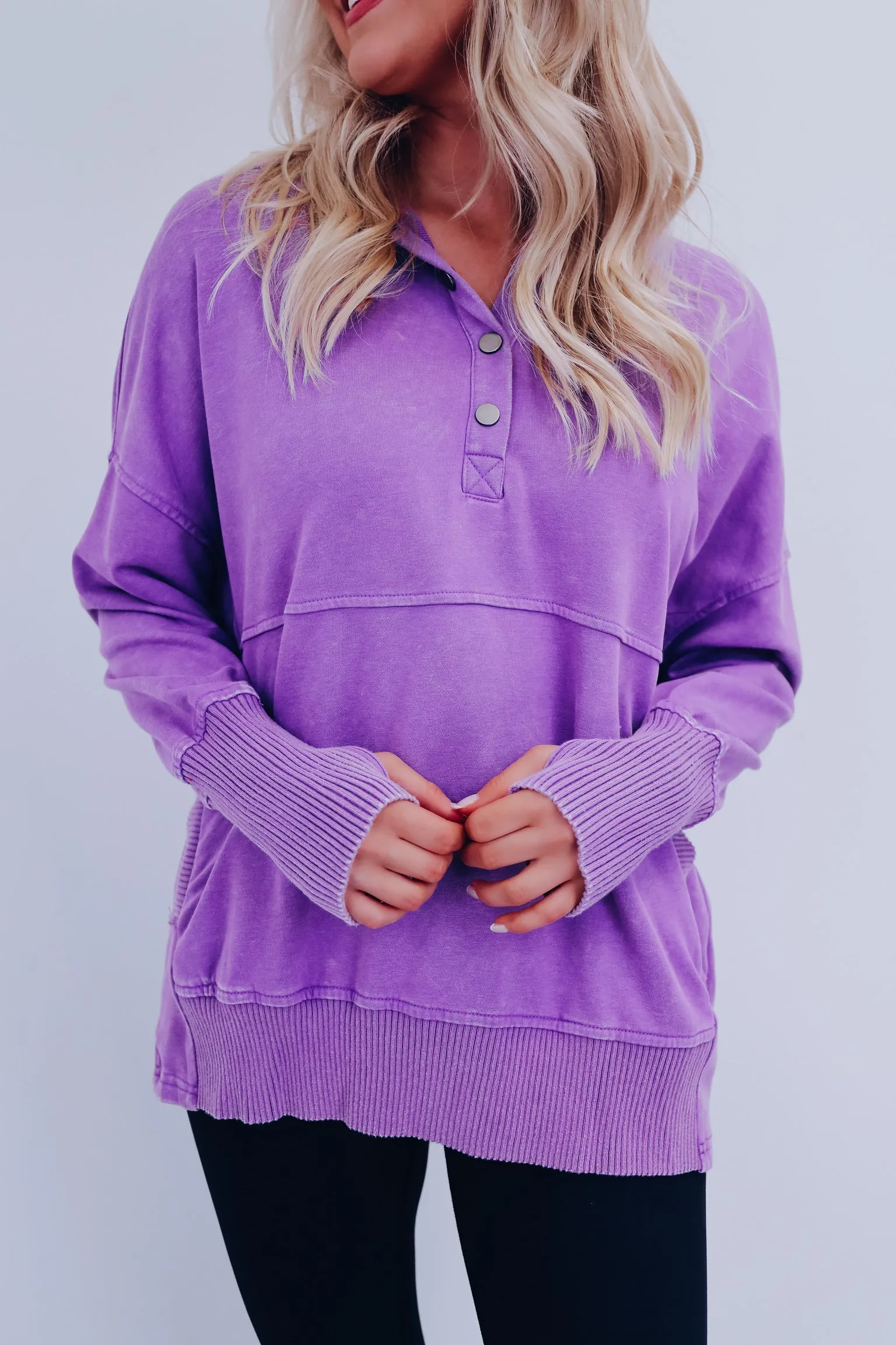 Hannah Acid Washed Hoodie- Purple