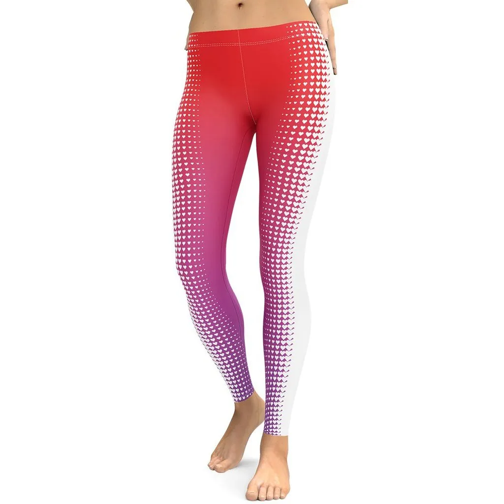 Hearts Optical Illusion Slimming Leggings