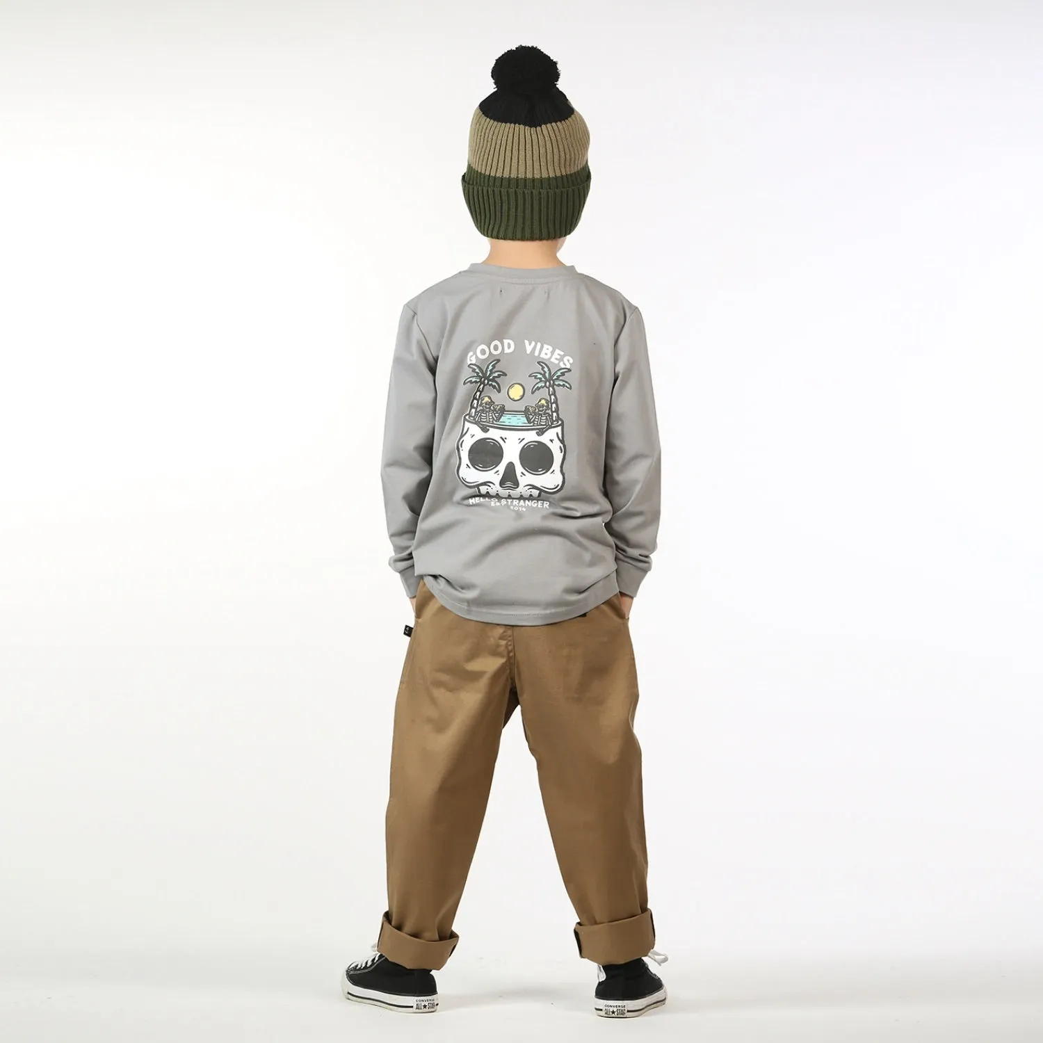 Hello Stranger Good Vibes L/S Tee Charcoal Grey