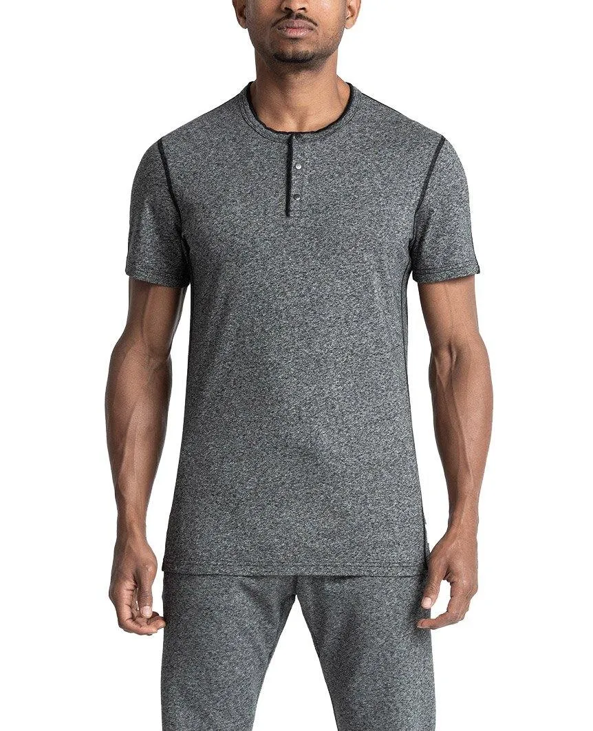Henley Ringspun Jersey T-Shirt Marled Black
