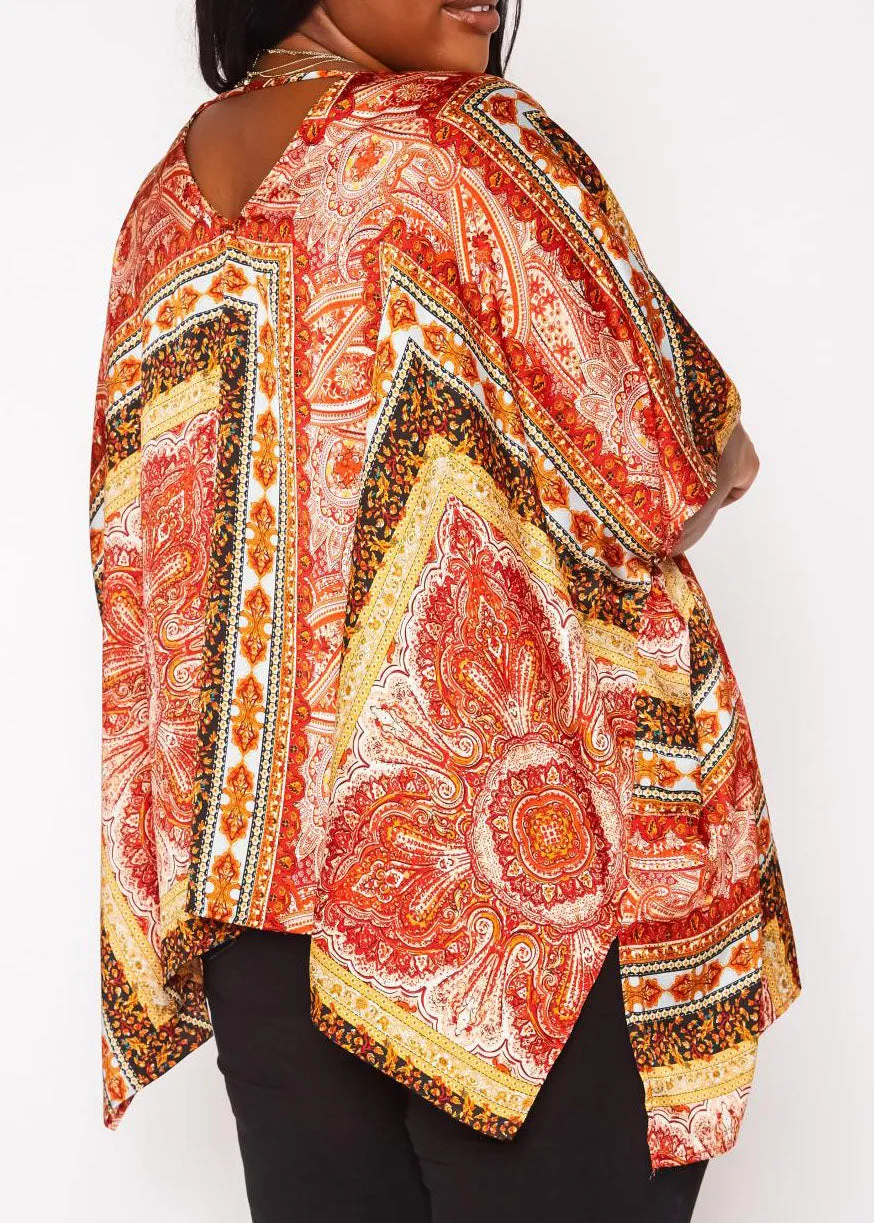 HI Curvy Plus Size Women Paisley Print Cardigan