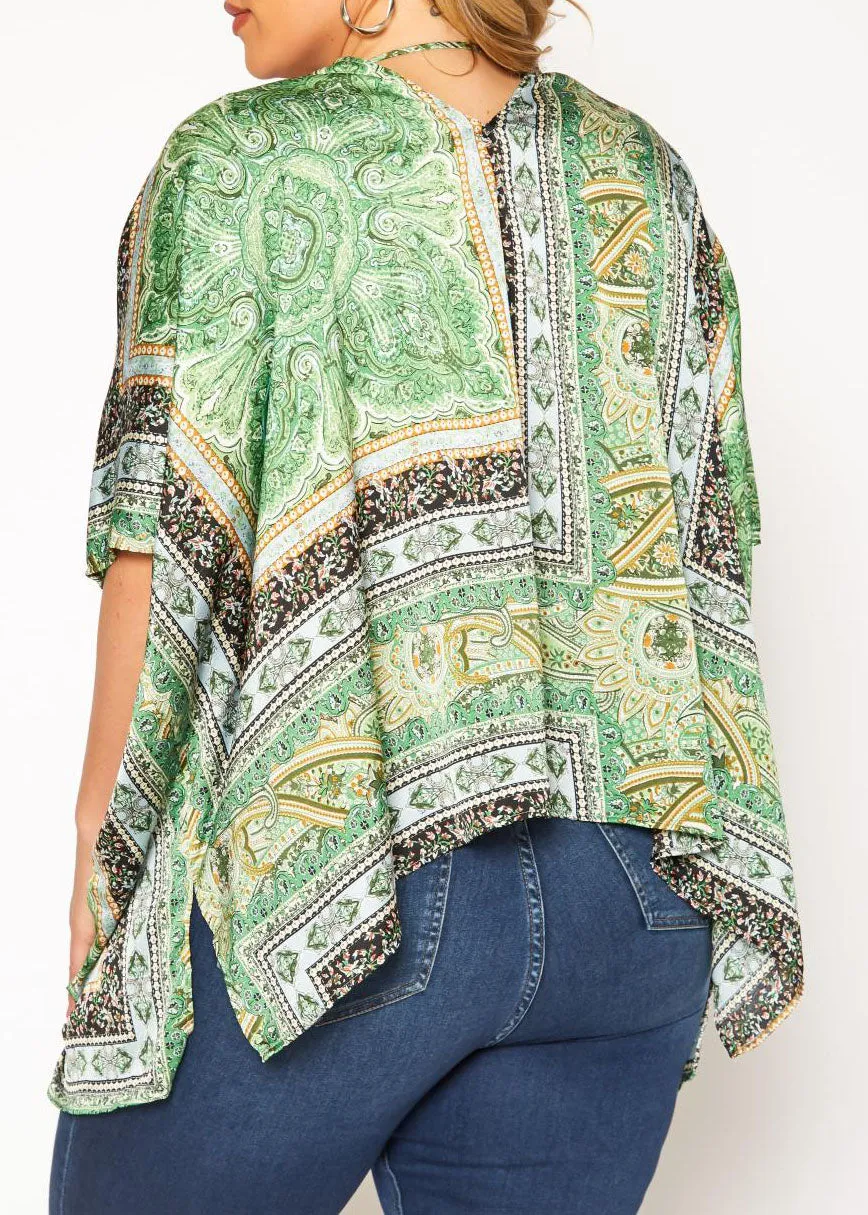 HI Curvy Plus Size Women Paisley Print Cardigan