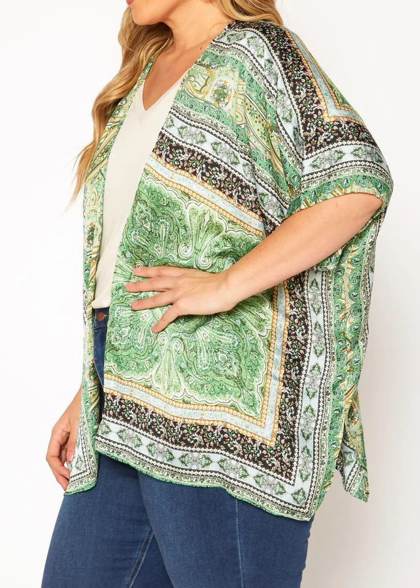 HI Curvy Plus Size Women Paisley Print Cardigan
