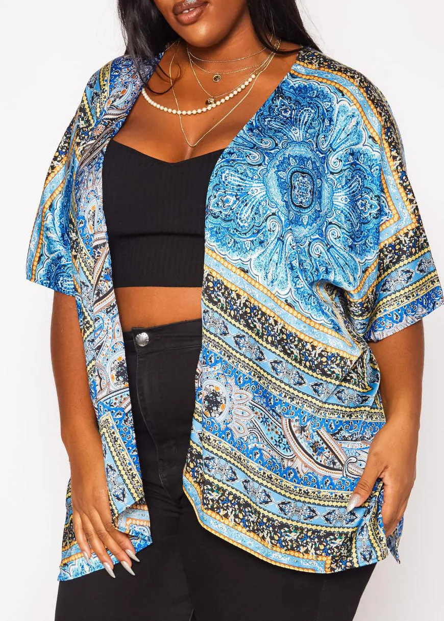 HI Curvy Plus Size Women Paisley Print Cardigan