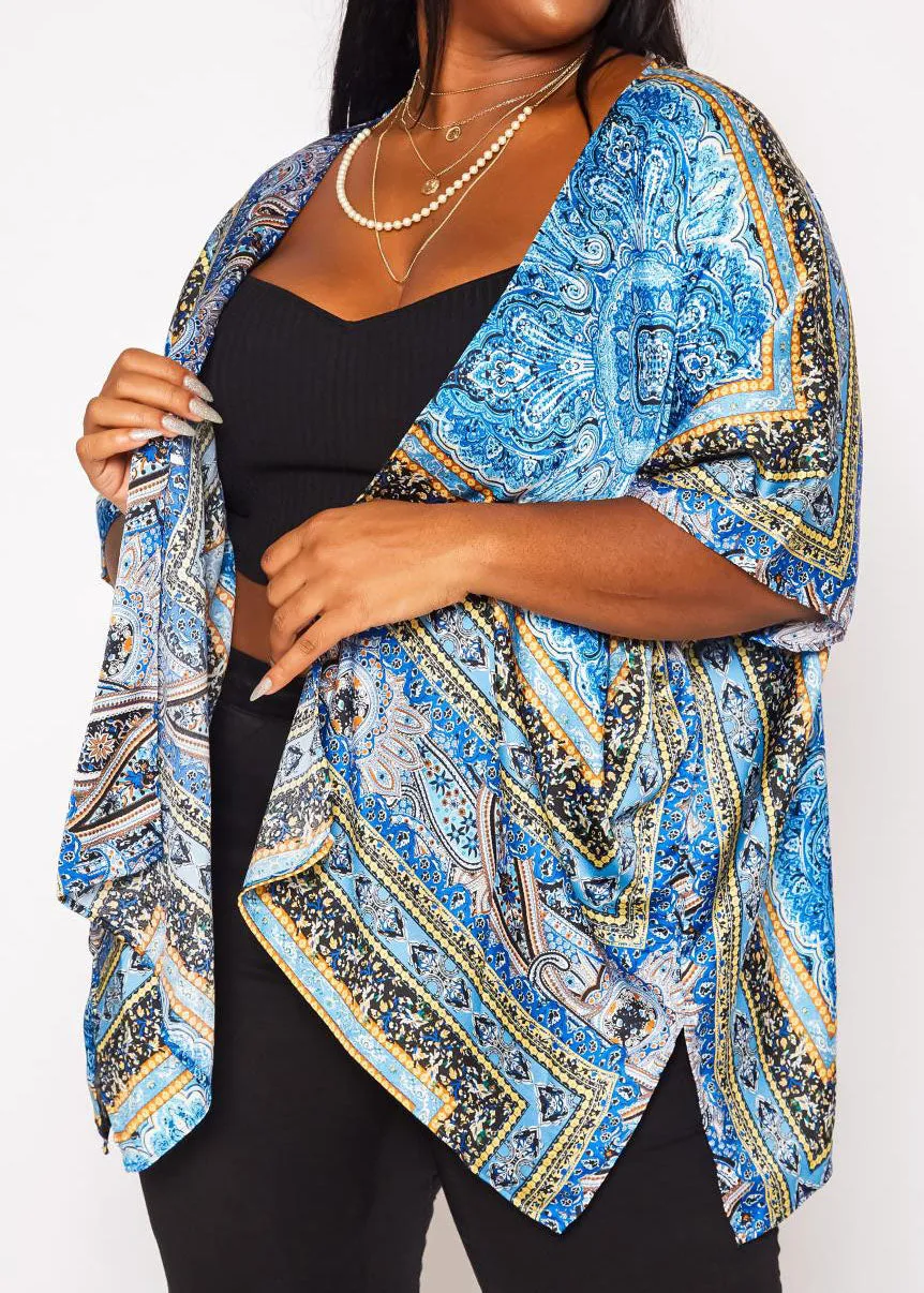 HI Curvy Plus Size Women Paisley Print Cardigan