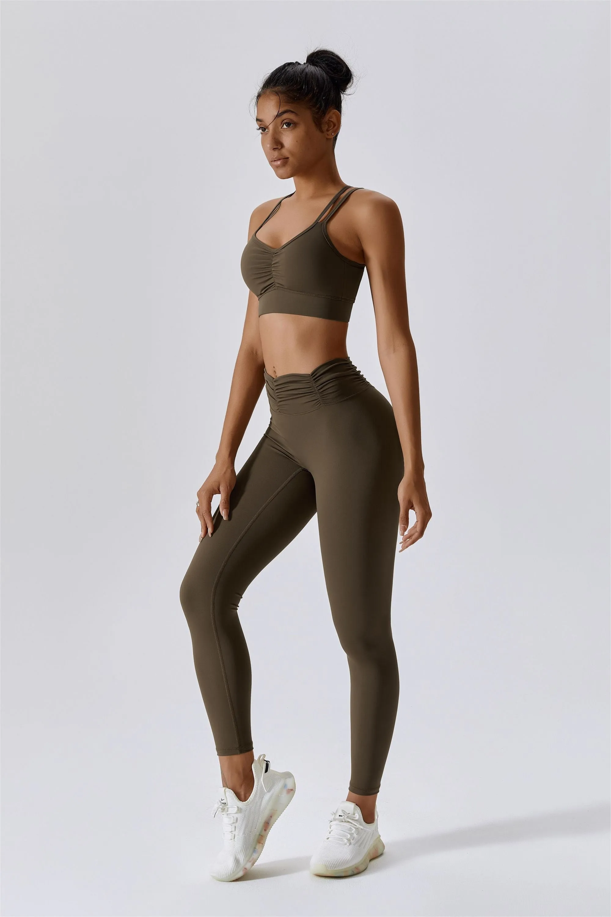 High-Rise Ruched Waistband Leggings