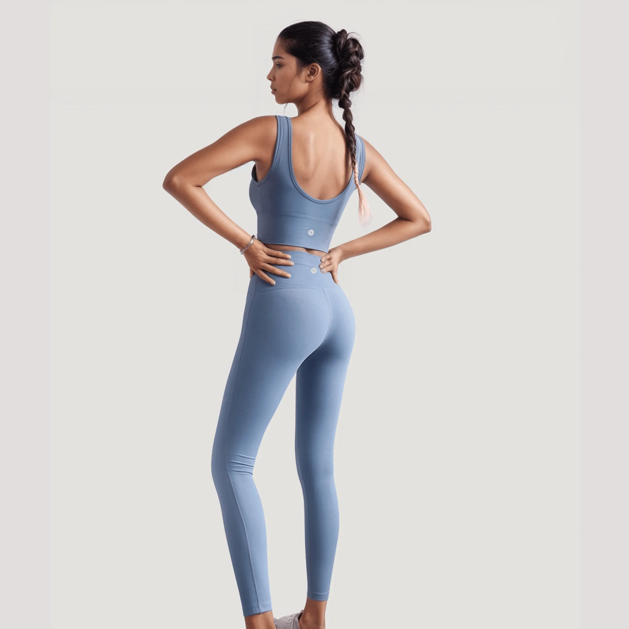 High-Rise Stretch Leggings - Light Blue