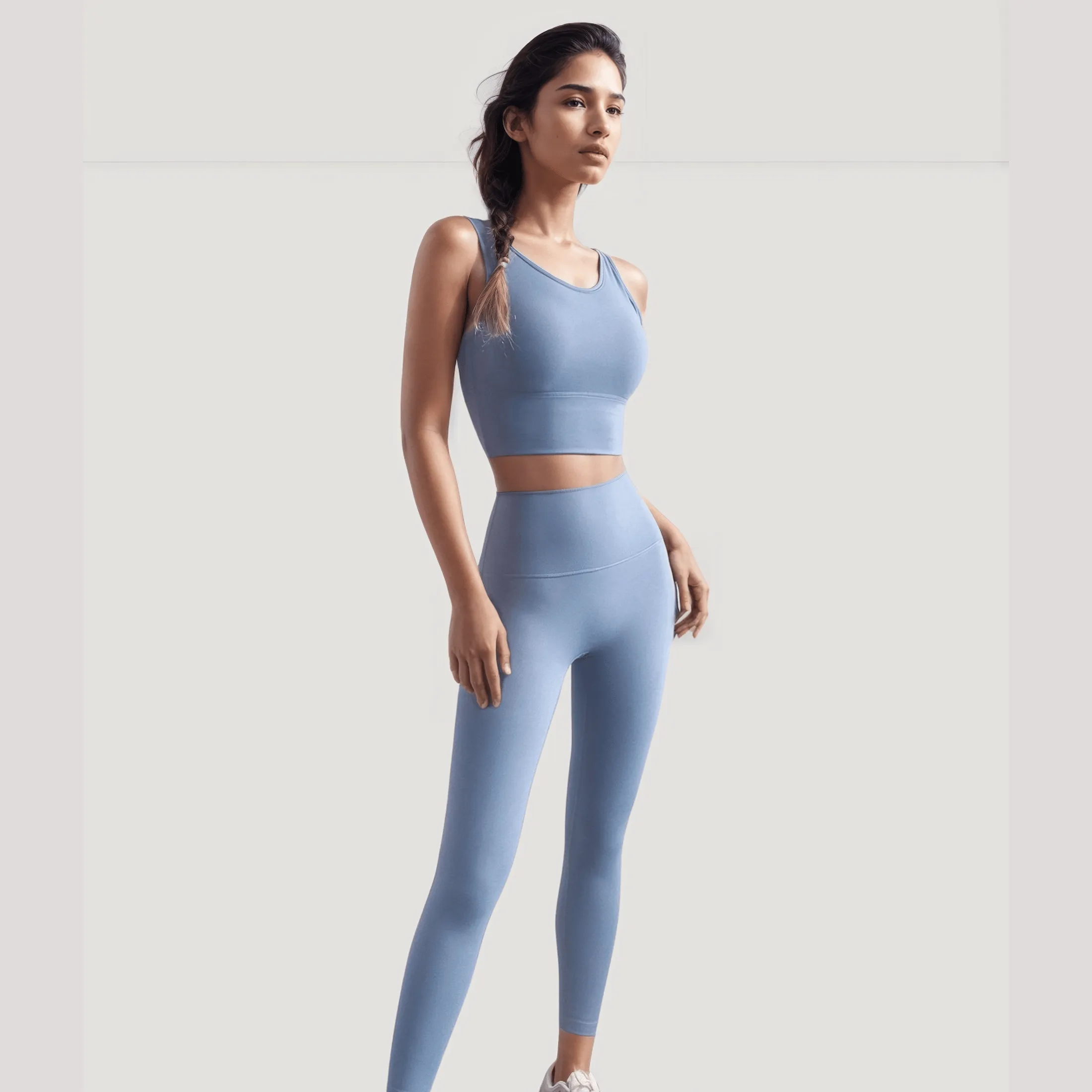 High-Rise Stretch Leggings - Light Blue