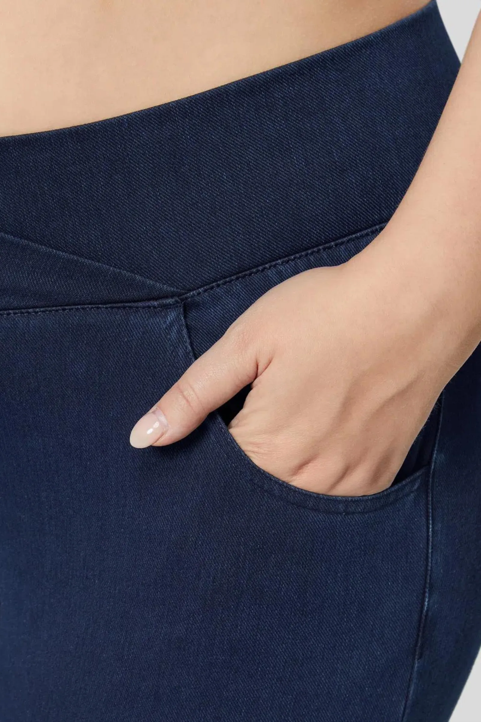 High-Waisted Crossover Plus Size Work Leggings- Dark Blue