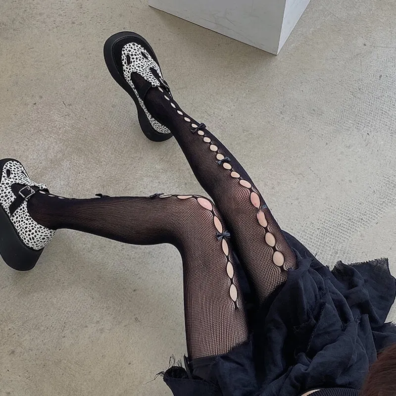 Hollow-out cute bows lolita tights