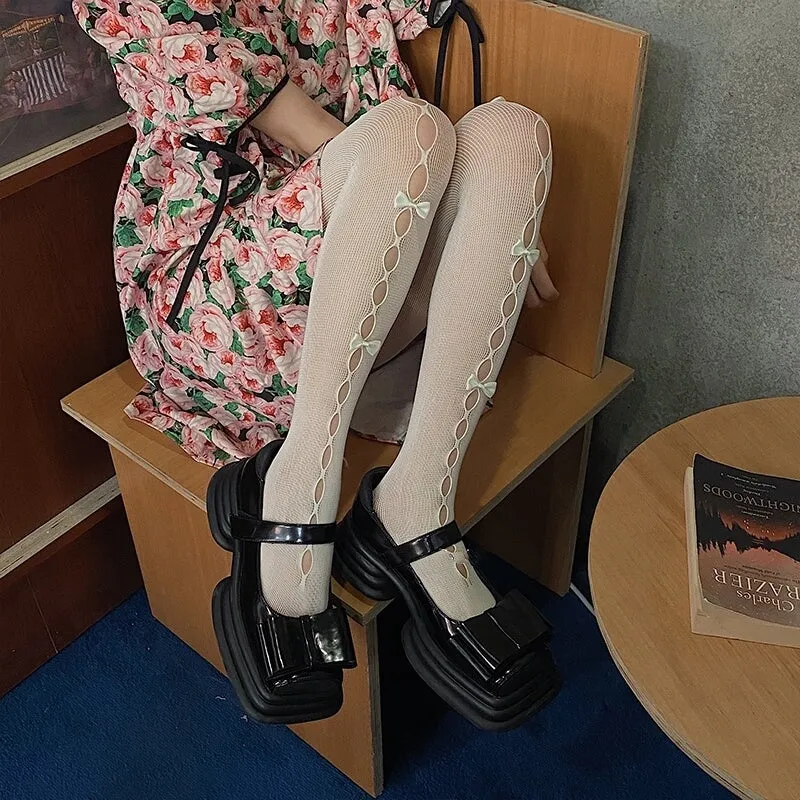 Hollow-out cute bows lolita tights