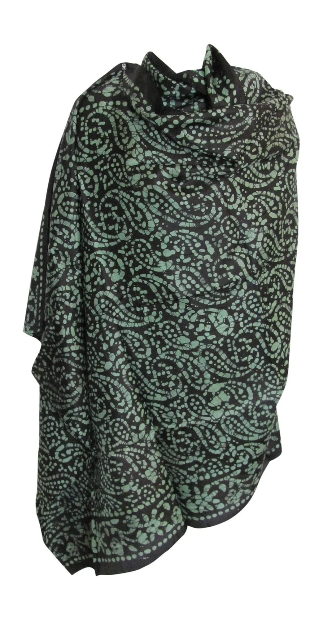 Indian Boho Ethnic Hand Printed Batik Large Pure Silk Scarf Shawl Stole