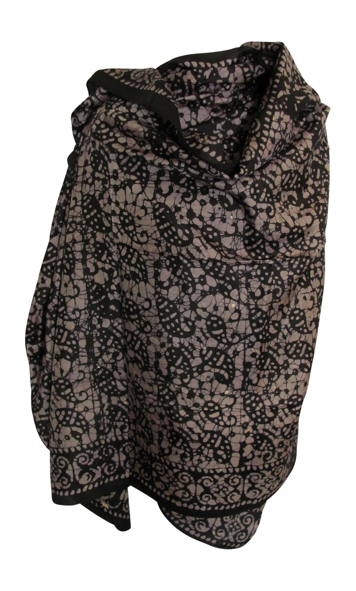 Indian Boho Ethnic Hand Printed Batik Large Pure Silk Scarf Shawl Stole
