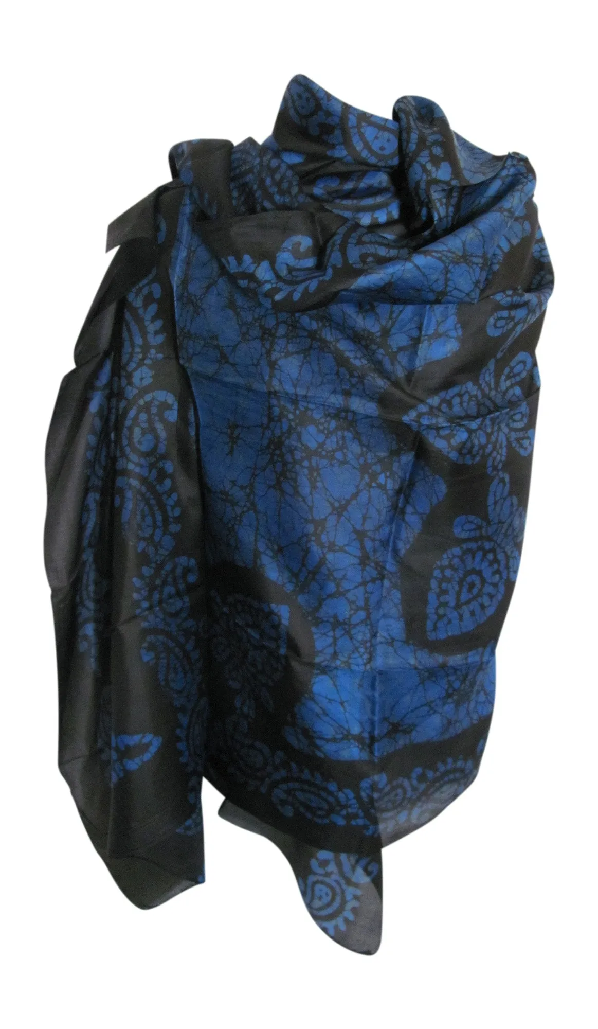 Indian Boho Ethnic Hand Printed Batik Large Pure Silk Scarf Shawl Stole