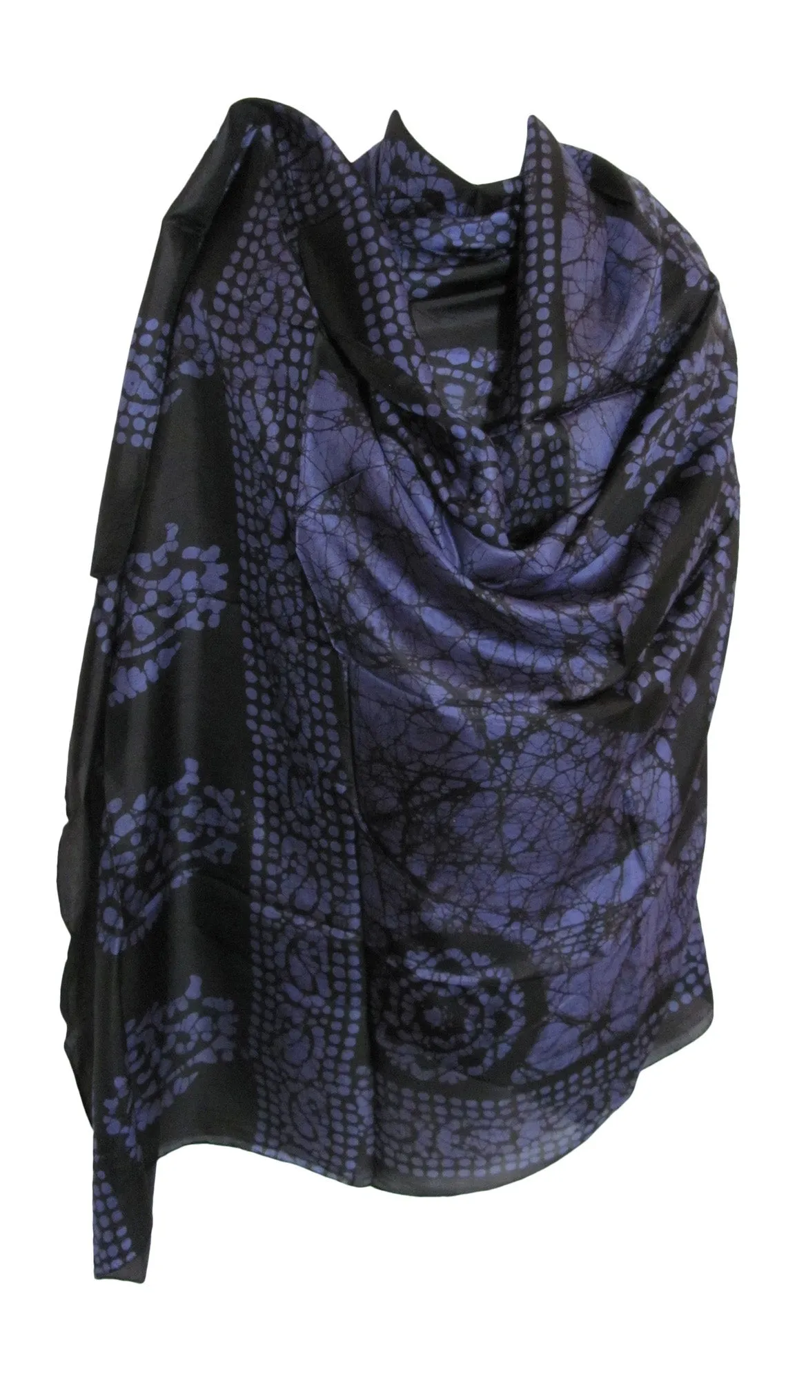 Indian Boho Ethnic Hand Printed Batik Large Pure Silk Scarf Shawl Stole