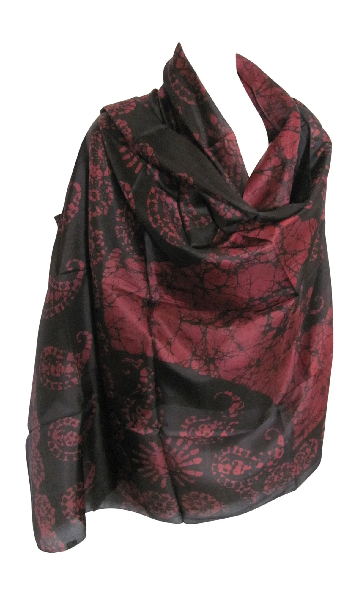 Indian Boho Ethnic Hand Printed Batik Large Pure Silk Scarf Shawl Stole
