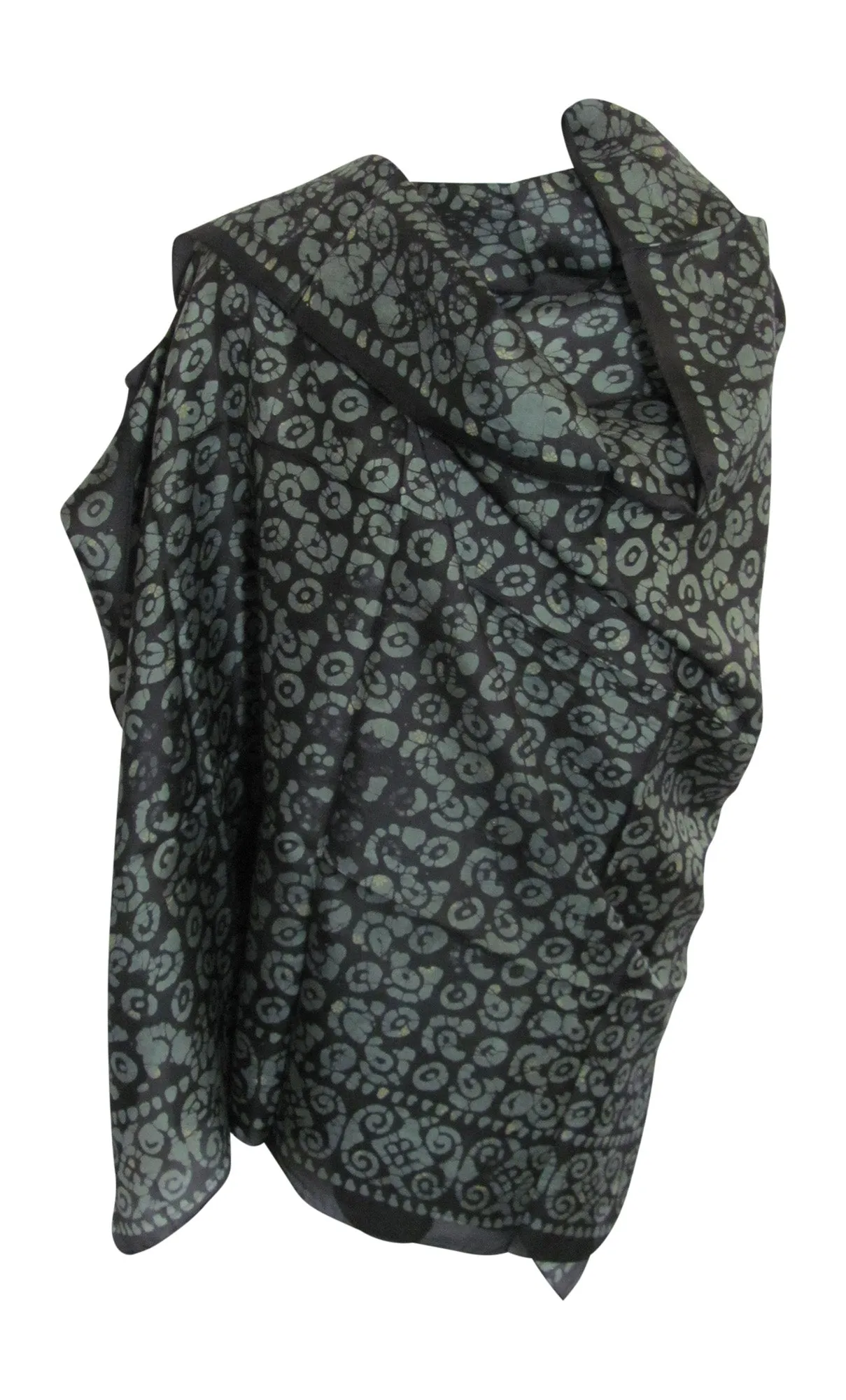 Indian Boho Ethnic Hand Printed Batik Large Pure Silk Scarf Shawl Stole