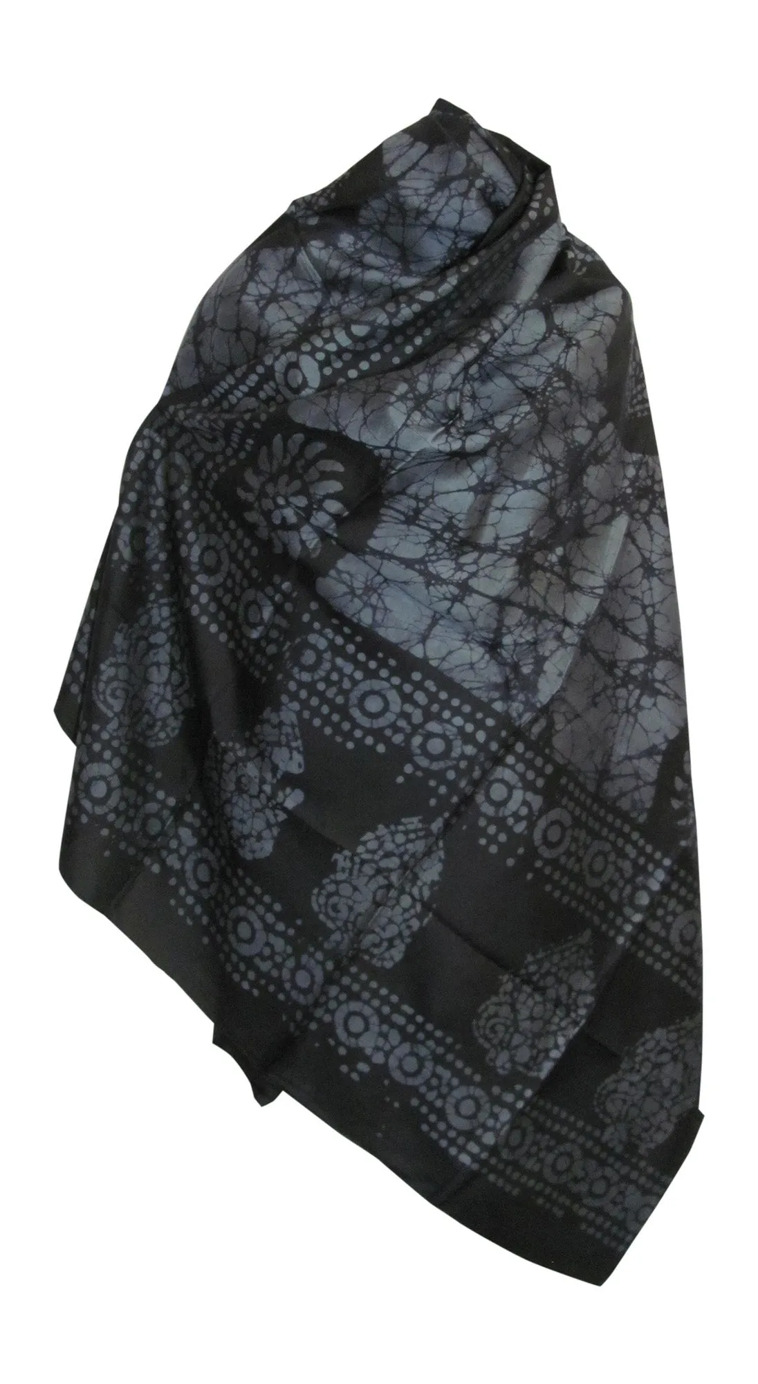 Indian Boho Ethnic Hand Printed Batik Large Pure Silk Scarf Shawl Stole