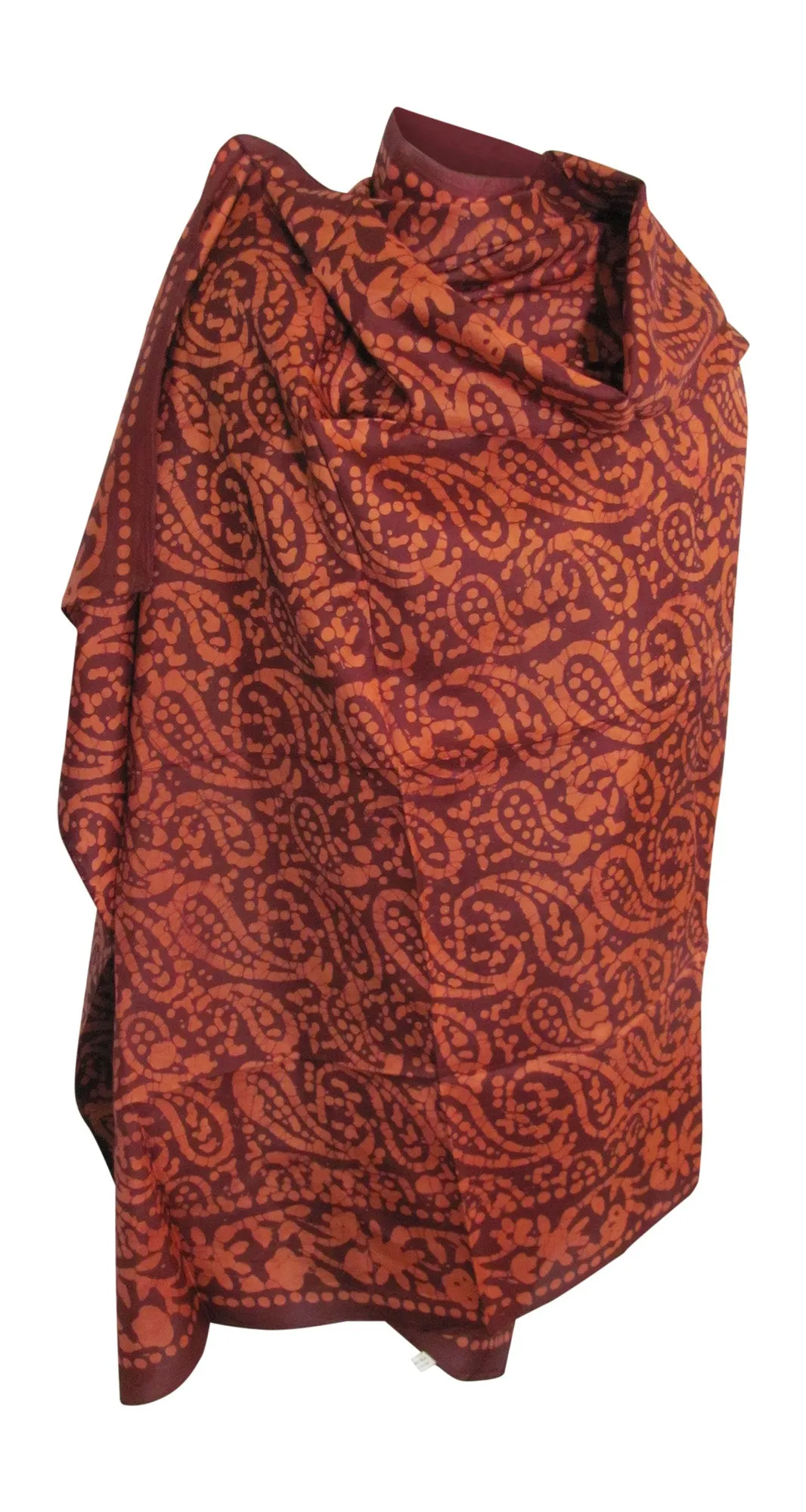 Indian Boho Ethnic Hand Printed Batik Large Pure Silk Scarf Shawl Stole
