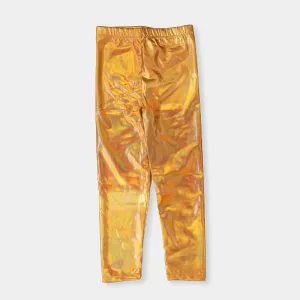 Infant Girls Plain Tights Foil - Golden