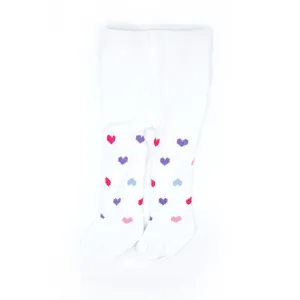 Infant Toddler 2 Pack White & Colorful Heart Cotton Tights
