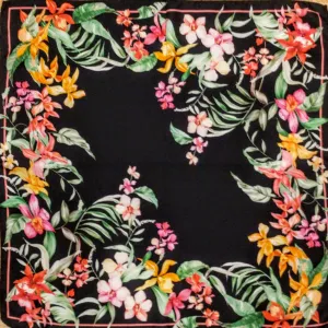 Italian silk scarf - small size Como silk scarf  - Made in Italy - Black silk scarf