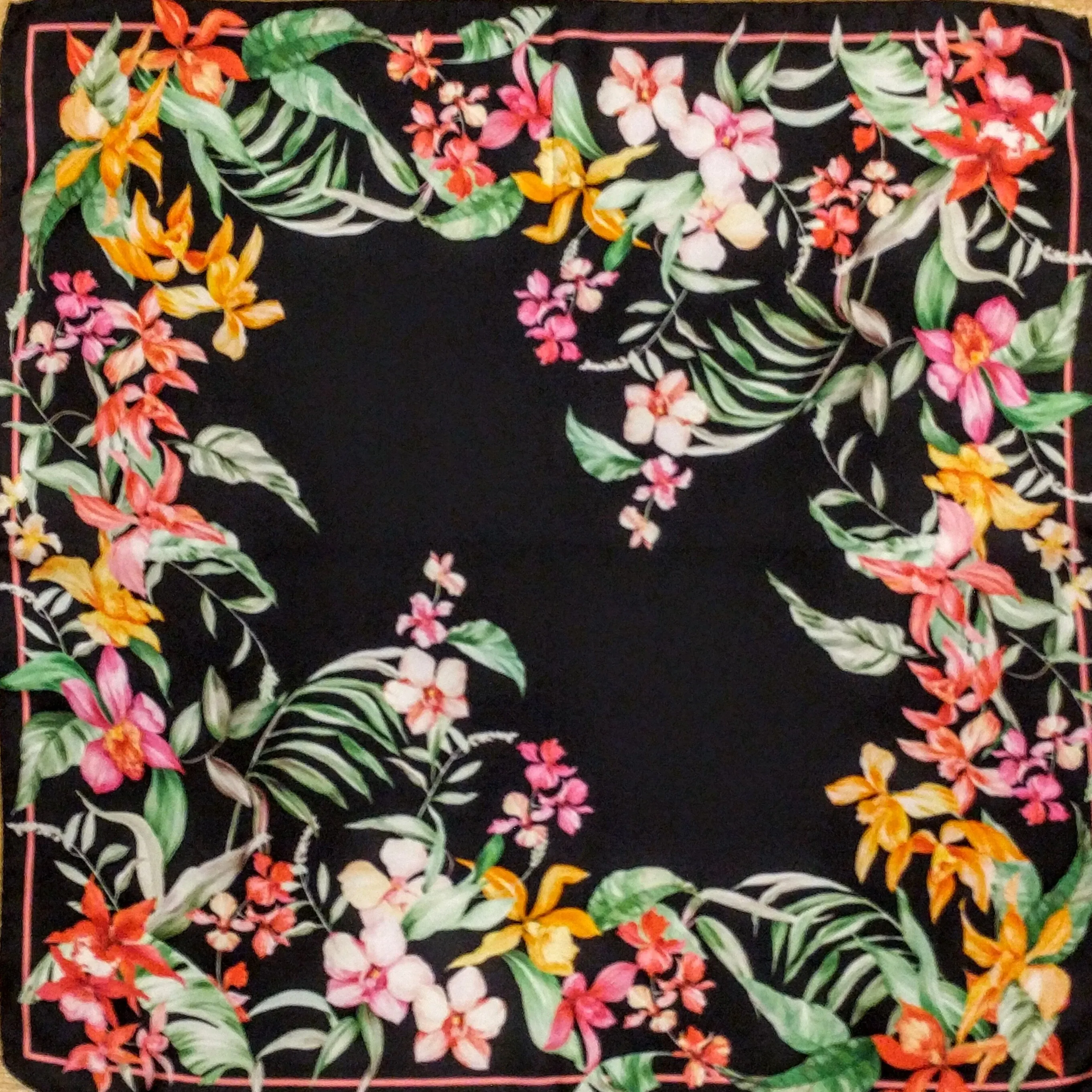 Italian silk scarf - small size Como silk scarf  - Made in Italy - Black silk scarf