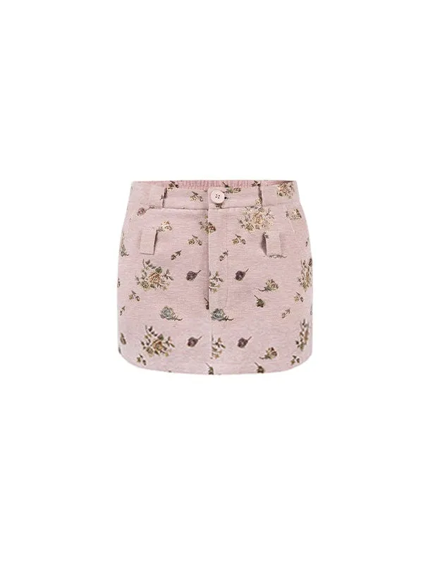 Jacquard Splicing Short Coat & Skirt